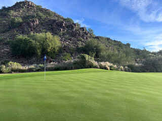 A golf course located in the southwest United States during the winter.