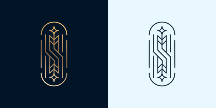 Luxury Monogram S Elegant Art Deco Floral Minimalist Vintage Logo Template Illustration