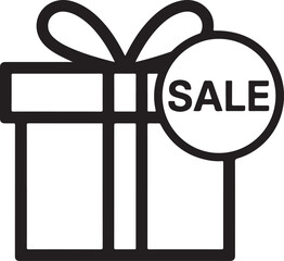 Black and white gift box with sale tag present shopping