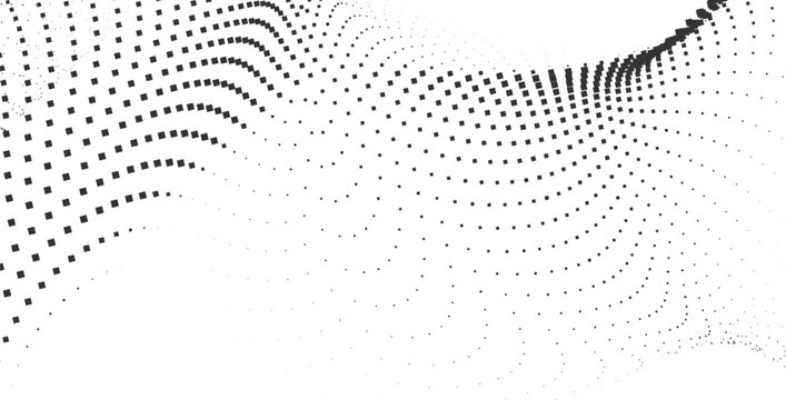 Abstract halftone dotted wave background with smooth curved gradient motion, forming elegant flowing shapes ideal for modern clean layouts and digital graphic design