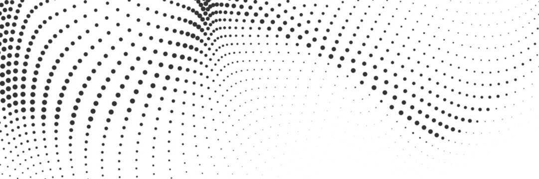 Abstract halftone dotted wave background with smooth curved gradient motion, forming elegant flowing shapes ideal for modern clean layouts and digital graphic design