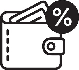 Red circle with percentage symbol over wallet icon
