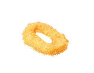 One deep fried squid ring isolated on white