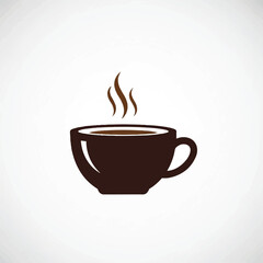 Obraz premium Minimalist illustration of a steaming coffee cup on a light background.