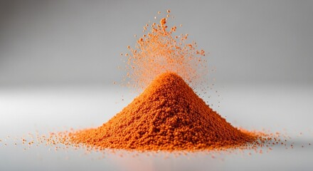 Orange powder pile with scattering particles