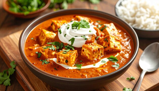 Paneer Lababdar Restaurant Plate. Traditional Indian Food