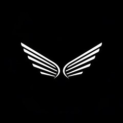 Fototapeta premium Sleek white wings emblem on a black background