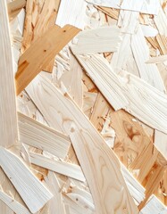 Close-up of raw wood pieces creating abstract layered texture