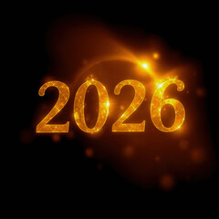 2026 in blazing molten glow with sparks
