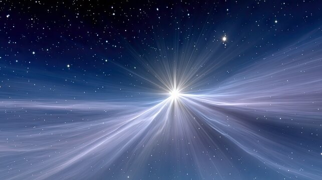 A bright star bursting with light and energy in a deep space environment. The image features a starburst effect with streaks of light and a starry background. - Powered by Adobe