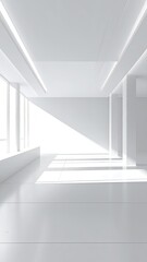 Obraz premium Modern, bright, white minimalist interior design with sunlight