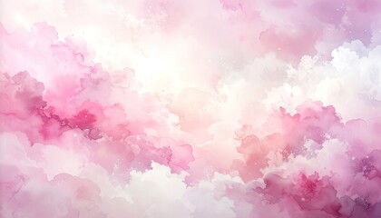 Fototapeta premium Dreamy watercolor clouds. Soft pink and white shades blend beautifully