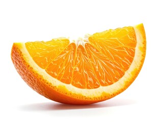 Fresh orange slice, close-up, on white background, with details
