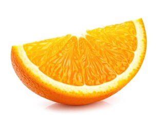 Juicy orange slice, vibrant, isolated on white, showing textured segments