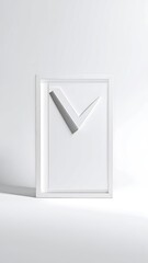 Modern white wall clock with gray angled hands inside a rectangular frame