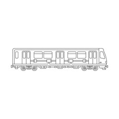 MobileDetailed linear vector illustration of a modern subway train car or metro carriage, showcasing public urban railway transport for high-speed city travel, isolated outline icon design.