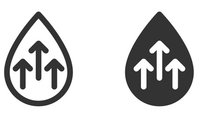 Vector icon of rising arrows inside water droplet