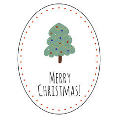 Merry Christmas simple greeting card. Hand drawn Christmas illustration.