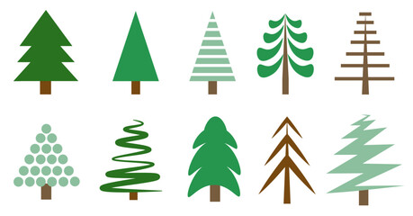 Set of Christmas trees on a white background. Christmas Decorations