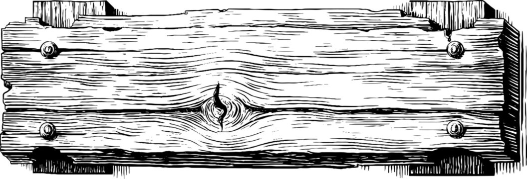 Rustic wooden signboard engraving: vintage decorative design for posters or labels