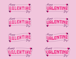 Valentine vector bundle: hearts, love typography, and romantic elements.
