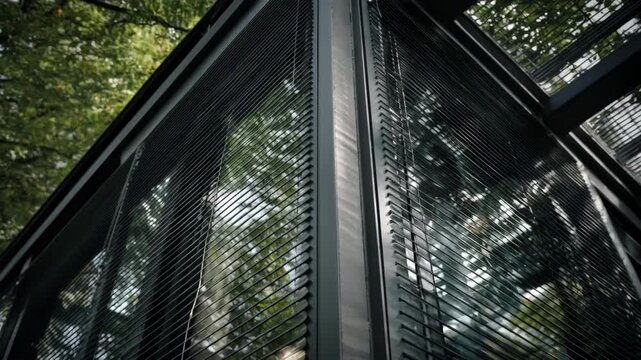 Medium shot capturing opaque aluminum closure linings emphasizing privacy and solid barrier features in structural designs