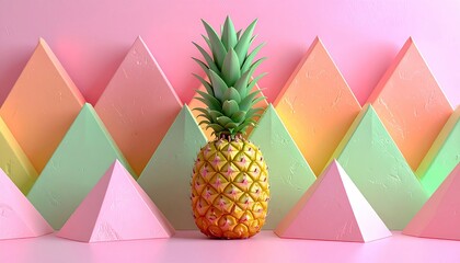 Vibrant Pineapple Composition with Geometric Background.