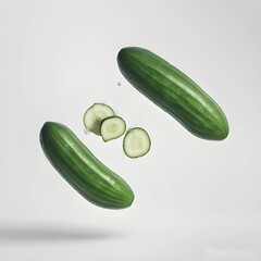 Fresh cucumbers on white