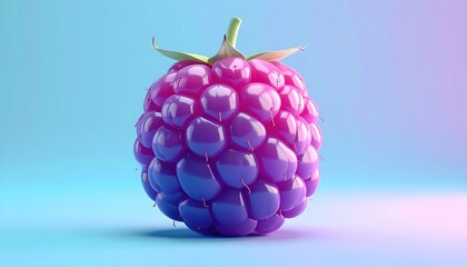 Vibrant neon raspberry glowing on a pastel background.