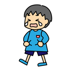 泣きじゃくる男の子の感情を表すベクターイラスト