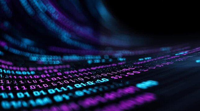 Abstract digital binary code stream representing global technology and IT innovation for big data processing and futuristic communication - Powered by Adobe