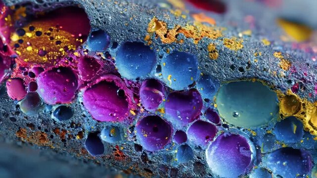 Detailed scene highlighting the colorful oxidation of titanium ensuring functional and antibacterial surfaces for biomedical applications.