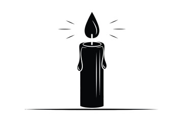 Black silhouette of a lit candle with dripping wax