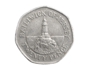 England twenty pence coin on a white isolated background