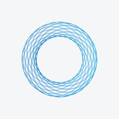 Abstract blue circle vector design illustration concept with a colorful ring swirl frame pattern element backdrop