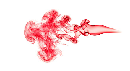 Swirling wisps of translucent red smoke forming abstract shapes and trails, isolated on a white or transparent background, cutout, PNG