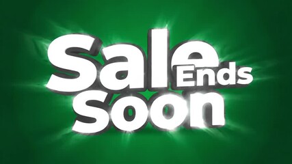 Urgent sale ends soon message with bright green background and glowing effect
