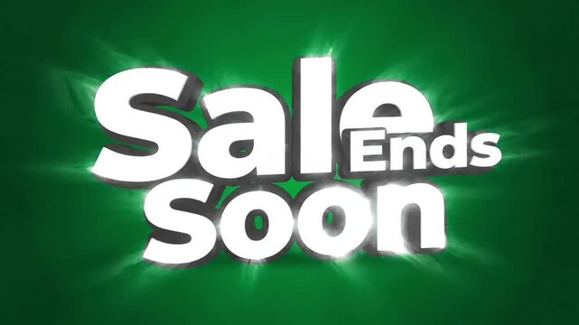 Urgent sale ends soon message with bright green background and glowing effect