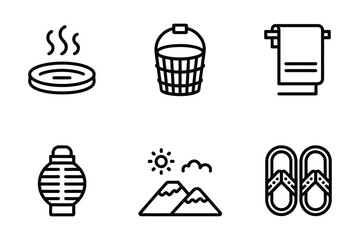 Spa and relaxation icons for wellness and leisure