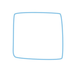 Naklejka premium Handdrawn quote box shape with fluid outline in a soft blue background. This speech balloon acts as a conversation and message icon, with an abstract textbox and chat rectangle for modern