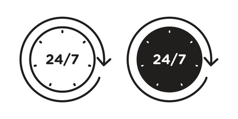 24 7 icons design, logo. Symbol illustration set