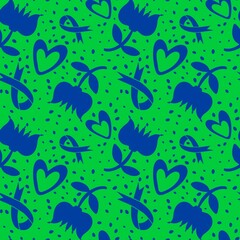 Naklejka premium Breast cancer month seamless pink ribbon day mammogram pattern for medical accessories and medicine textiles