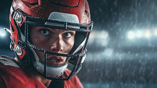 Football Player in Rain