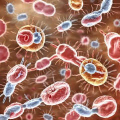 Colorful Bacterial Microorganisms in Motion