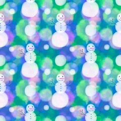 Christmas cartoon ice seamless snowman pattern for wrapping paper and fabrics and party accessories and new year packaging