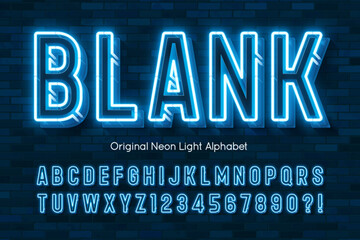 Retro bright light alphabet design, cabaret, neon Broadway lamps letters and numbers.
