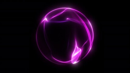 Vivid pink glowing plasma sphere with flowing neon waveforms and smooth luminous ribbons on deep black background. Futuristic sci fi energy orb with elegant fluid motion and shimmering looped - Powered by Adobe