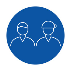 Iconic Representation of Two People in Blue Circle Design for Use