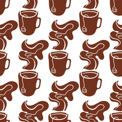 Obraz premium tea steam seamless illustration vector pattern design
