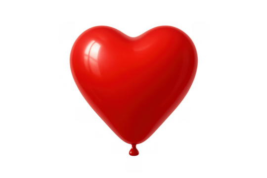 Red heart shaped glossy balloon floating, symbolizing love, romance, passion, celebrating valentine's day, anniversaries, and special moments with affection